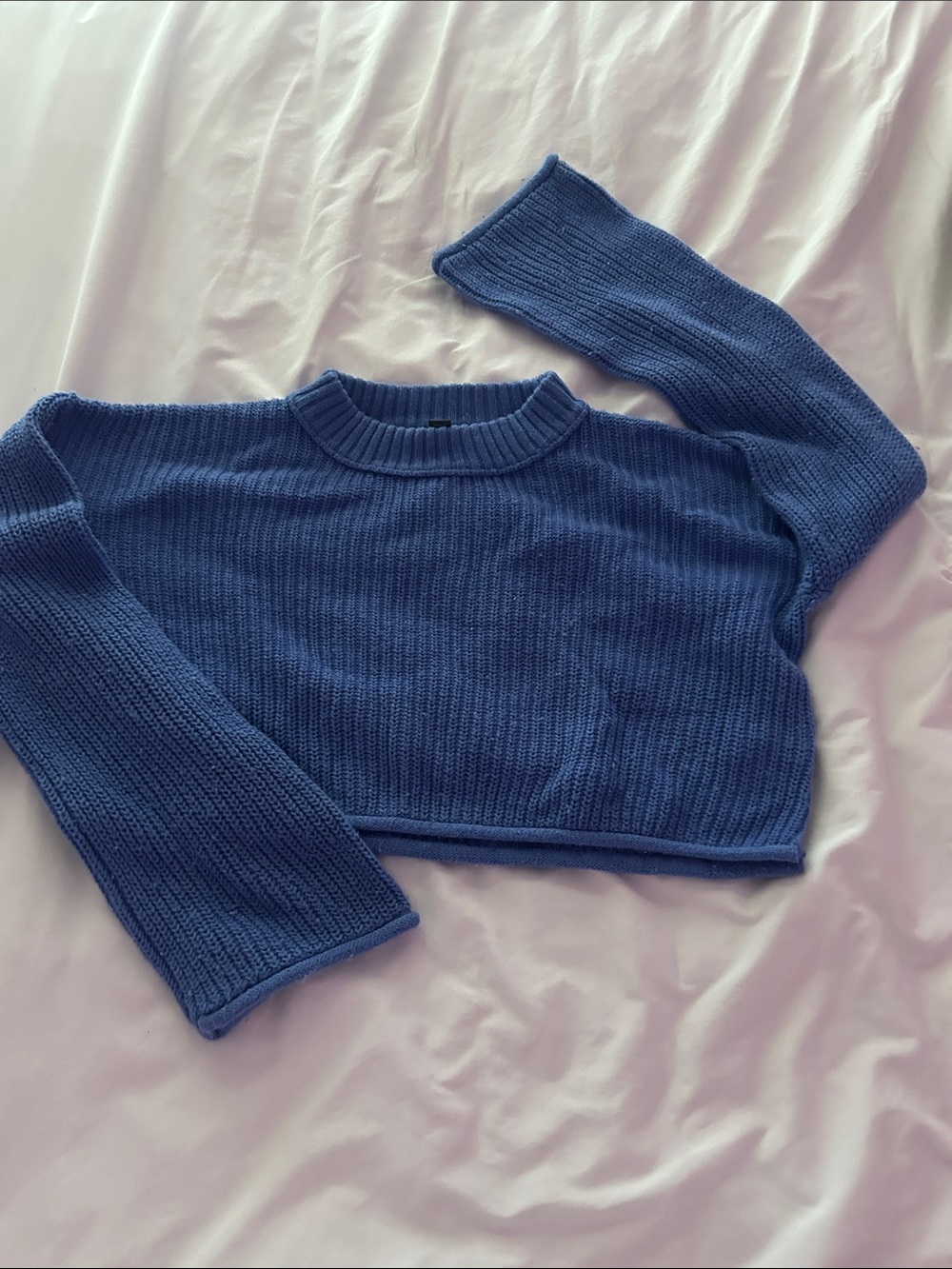 wild fable Cropped Crewneck Sweater in Blue